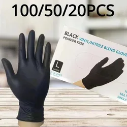 100PCS Black Disposable Nitrile Exam Gloves, Heavy Duty Disposable Gloves, Cooking Gloves, Latex Free for Medical, Cleaning