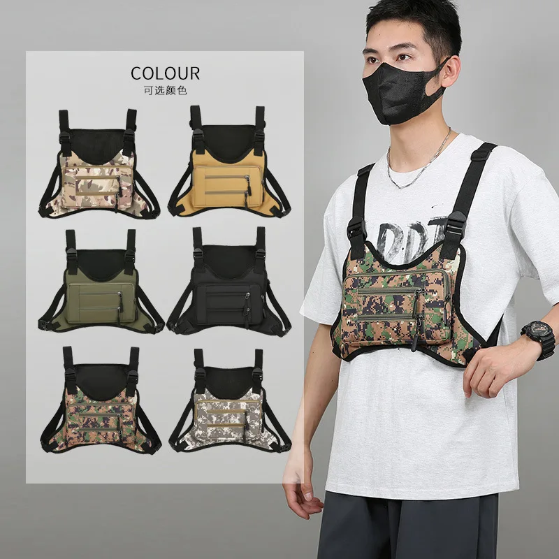 

Multi-purpose camouflage tactical chest bag, outdoor men's cycling vest bag, digital camouflage sports chest strap bag
