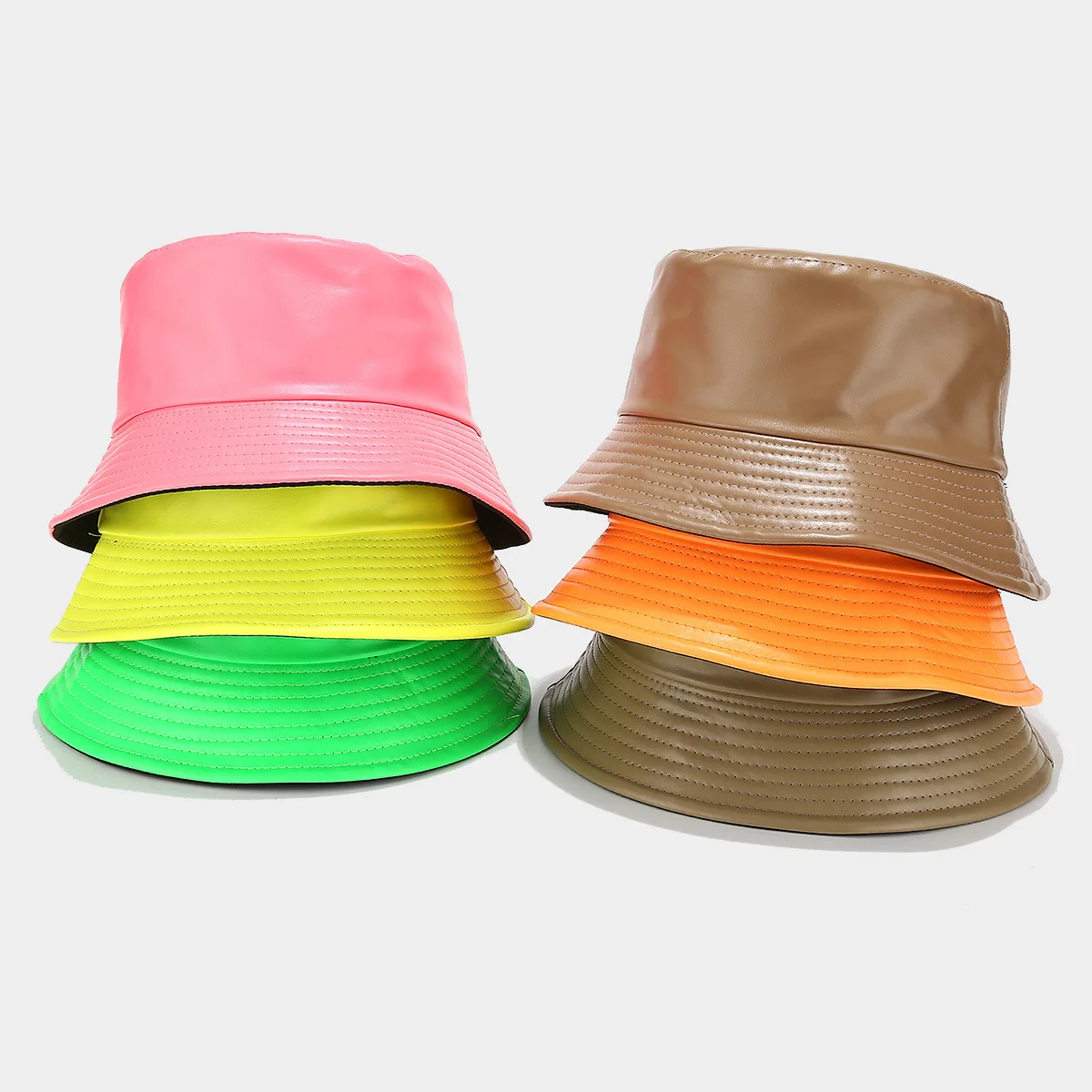 

INS fisherman hat for men women shiny leather bucket hat caps solid candy color hat fashion foldable bucket hat 버킷햇 sombrero