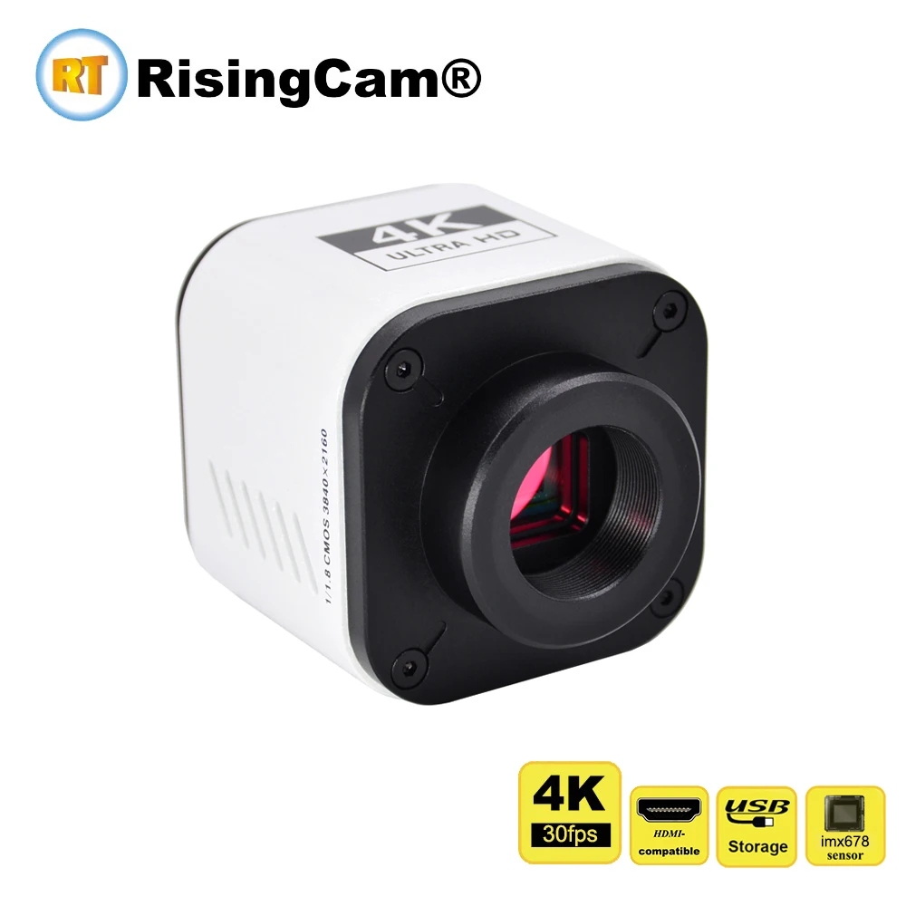 Uhd Câmera de Microscópio Industrial com Sensor Embutido Saída Hdmi e Usb Montagem c Industrial Sensor de 30fps Sony Imx678 Pol Risingcam4k
