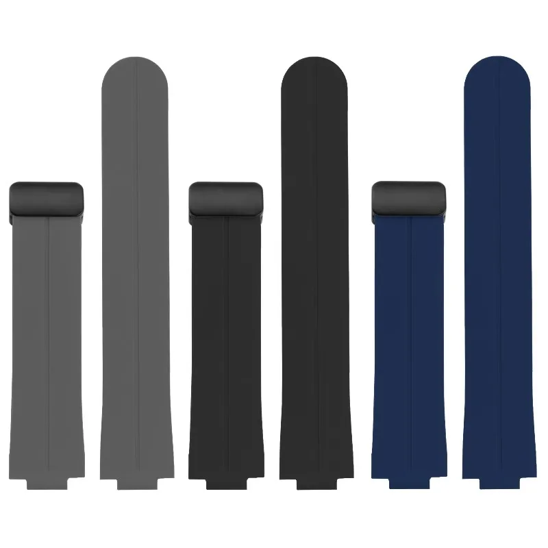 12mm pour LV Bracelet de montre en caoutchouc de Silicone Louis Vuitton tambour Q1121 Q114k série Bracelet de montre à bouche surélevée Bracelet à boucle magnétique