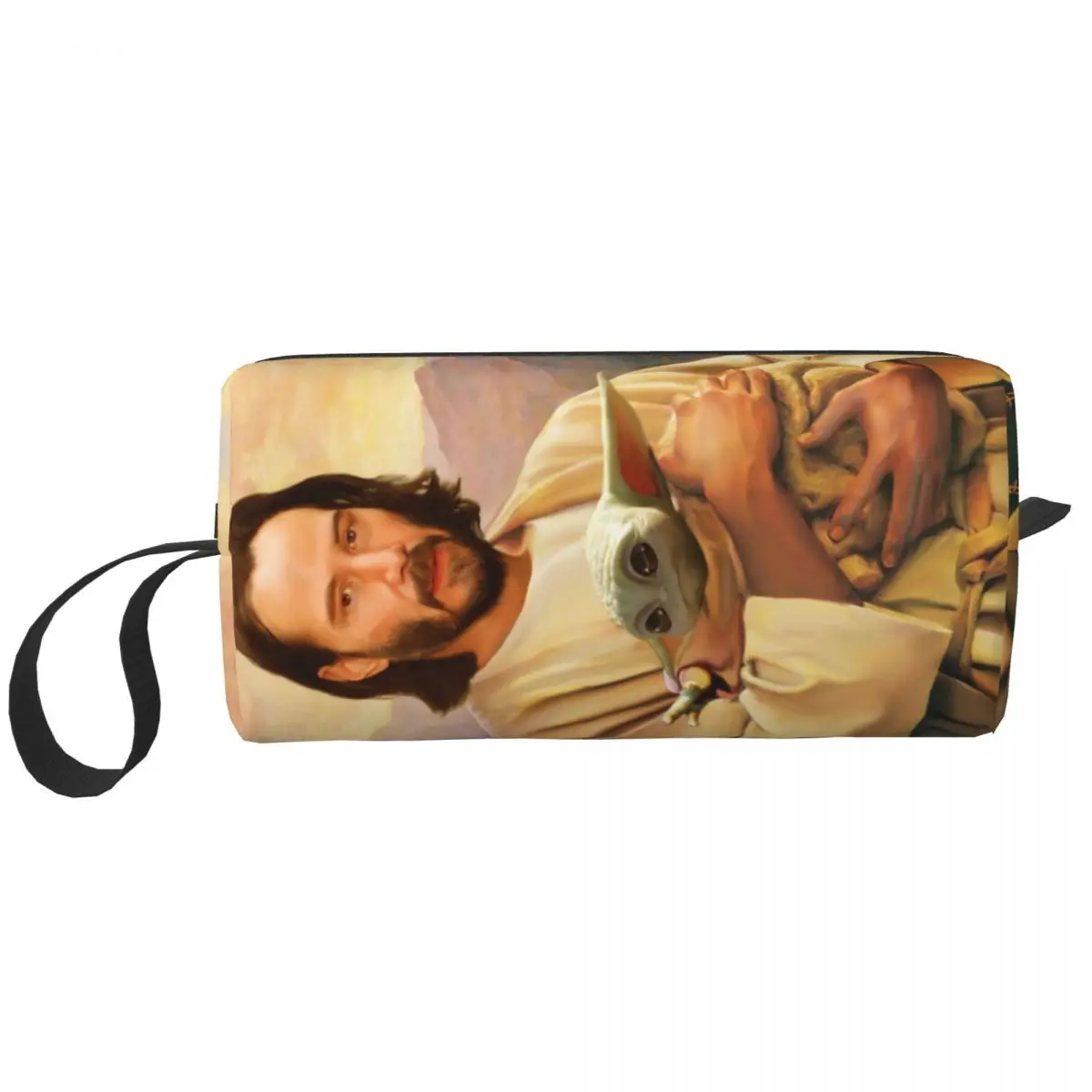 Fashion Jesus Saint Keanu Reeves And Baby Travel Toiletry Bag Women Cosmetic Makeup Organizer Beauty Storage Dopp Kit