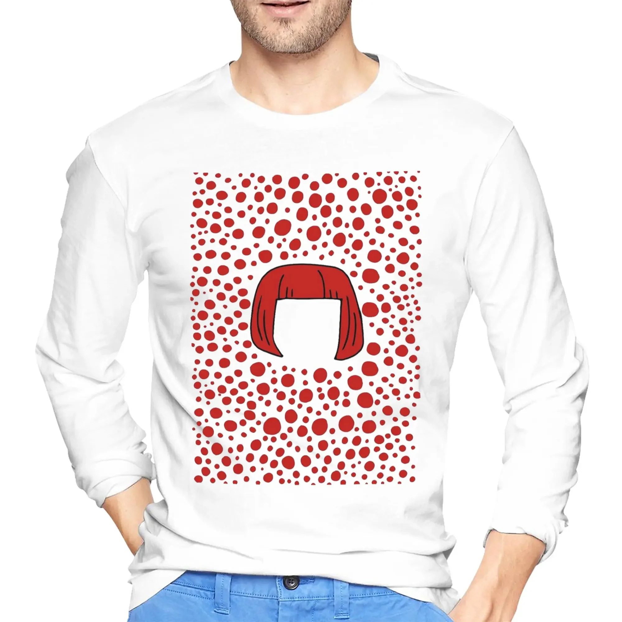 

Yayoi Kusama Abstract Painting Men's Long Sleeved T-shirt Fashion Round Neck T shirts Spring and Autumn Men tops
