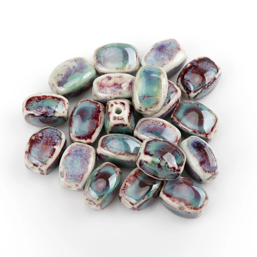 20pcs Various Styles Green Color Special-shaped Ceramic Beads Diy Material For Necklaces Bracelets #1208