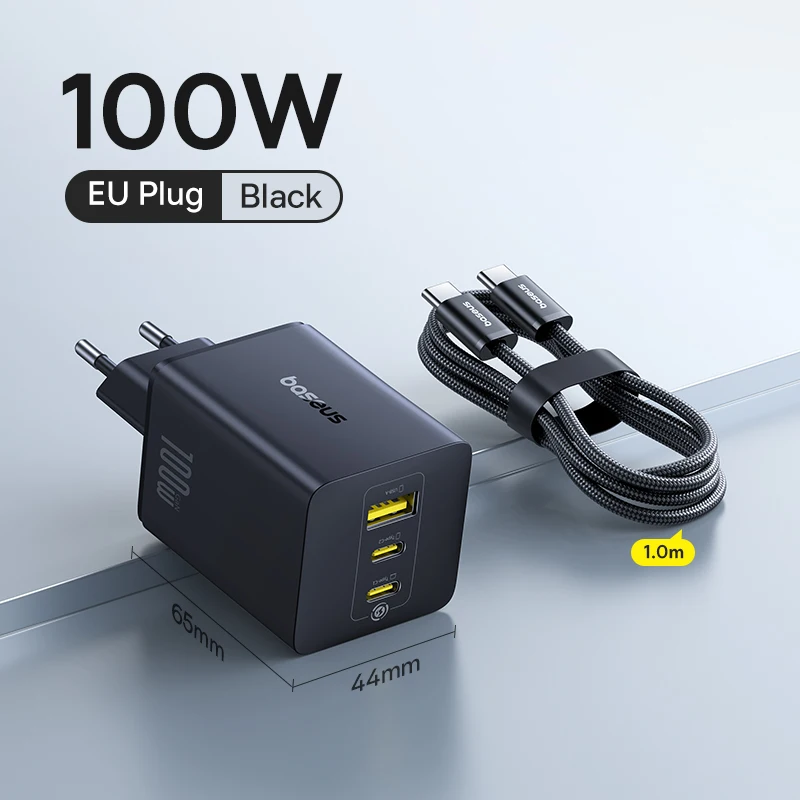 Baseus 100W snellader GaN-oplader voor iPhone 17 16 Xiaomi Samsung laptop tablet USB C-oplader QC PD-oplader USB-telefoonoplader - afbeelding 1