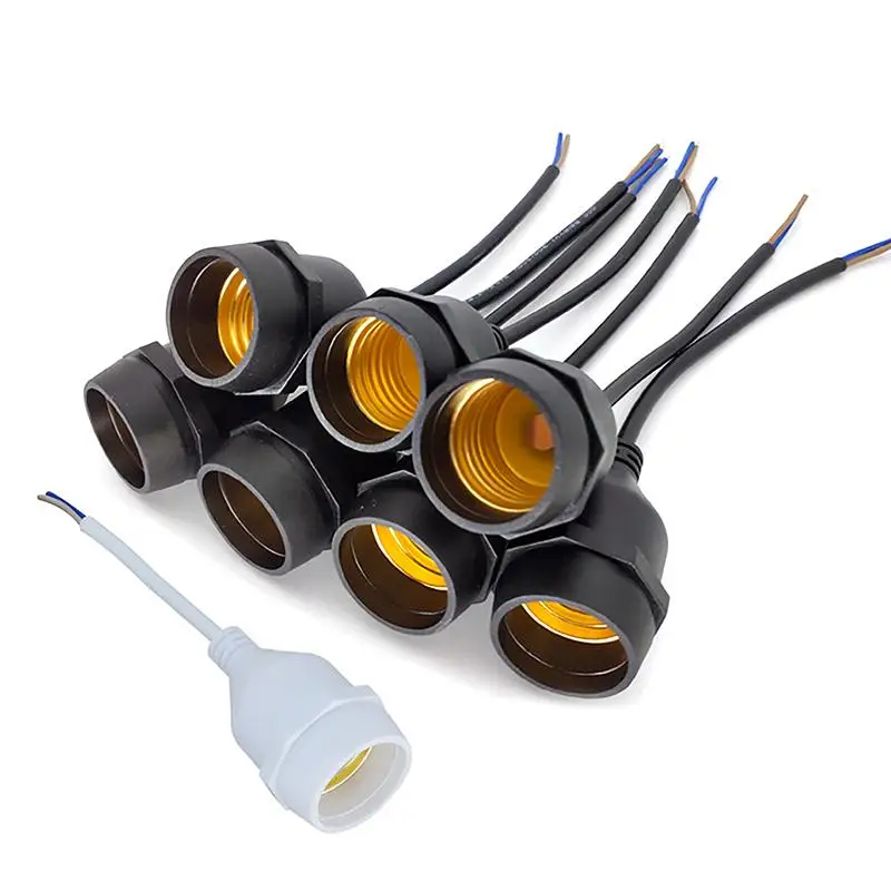 Universal E27 Lamp Holder Copper Screw Thread Waterproof Lamp Base Flame Retardant PVC Wire Lamp Holder Outdoor Use