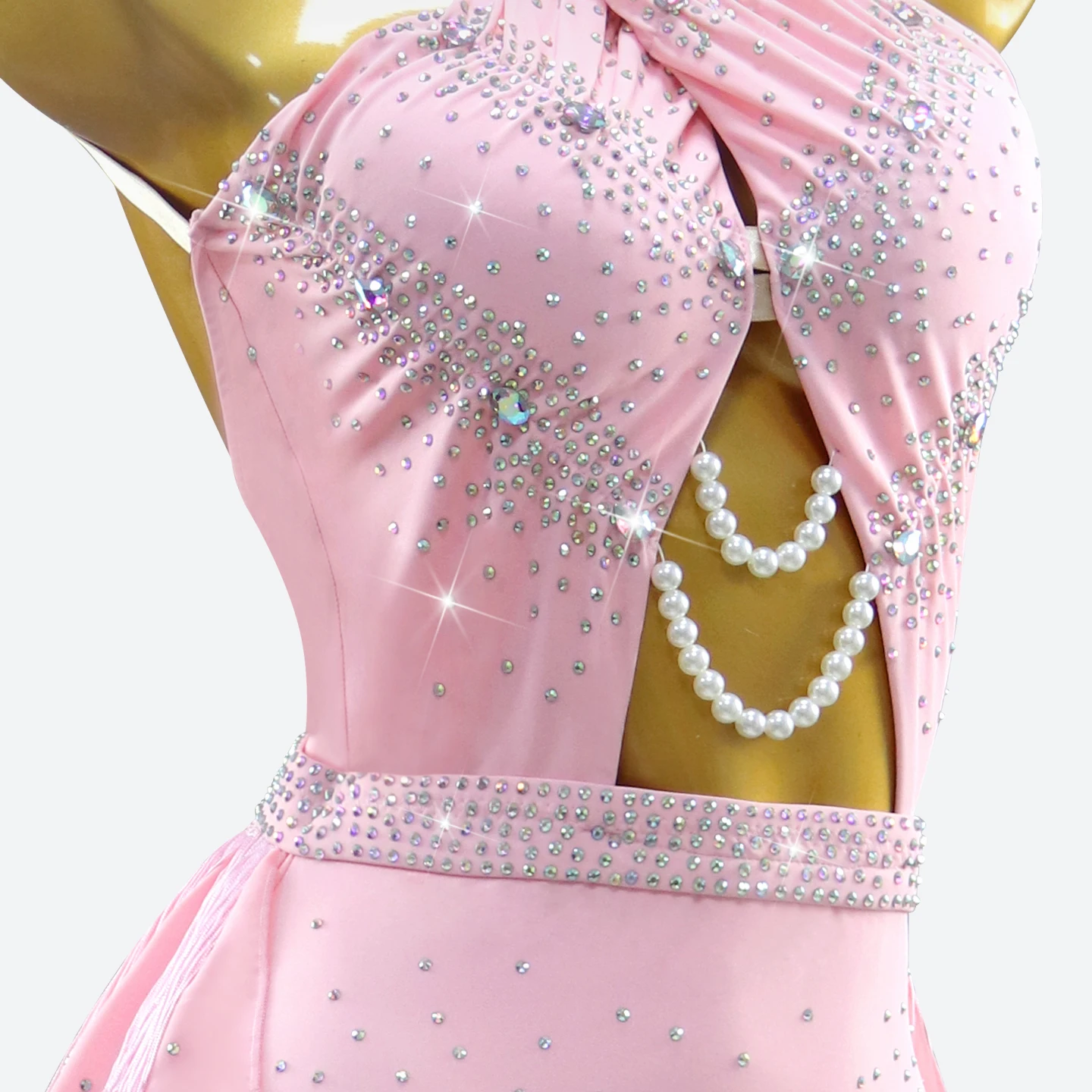 بدلة الرقص النسائية قاعة المنافسة فستان الملابس اللاتينية مهدب تنورة الفتيات مثير الرياضة حفلة موسيقية زي 2025 الأطراف القطب الزي