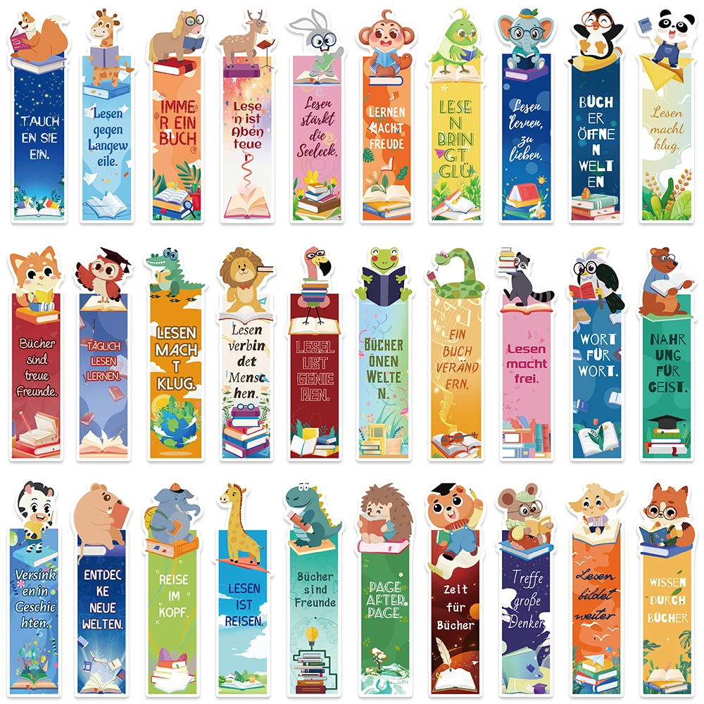 

30 шт., набор закладок с немецкими животными, баварский лев, орел, бумажный маркер с принтом для немецкого языка, декор для культурного кабинета