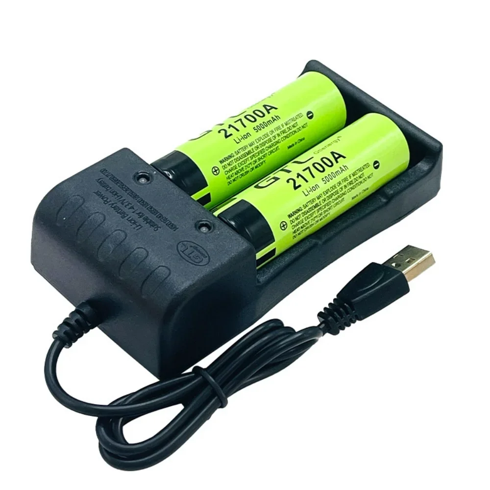 1-10PCS 21700 High-Capacity Green Lithium Battery 5000mAh Flashlight Rechargeable Battery