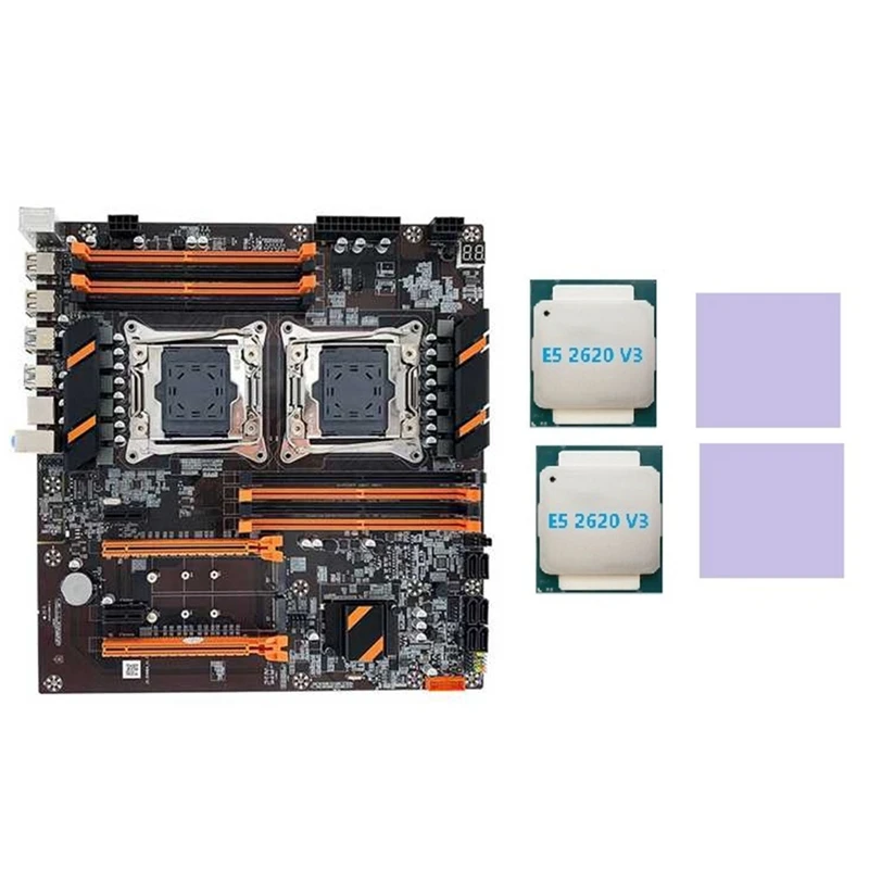 Imagem -04 - Dual Cpu Motherboard Lga2011 Suporte Memória Ddr4 Ecc Placa-mãe Durável com Xe5 2620 v3 Cpu Mais 2xthermal Pad X99