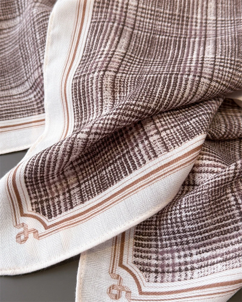 90*90Cm Square Scarf Cotton Linen Feeling Women Head Shawl Wraps Luxury Hairband Stripe Print Neck Scarves Hijab Bandana Pareo