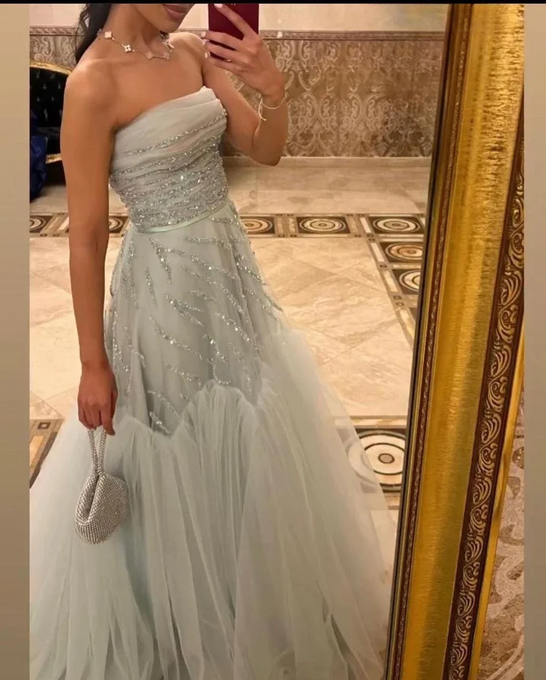 Saudi Arabic Tulle Prom Dresses Strapless Shinny Sequins Birthday Party Gowns Women Evening Dreeses Vestidos De Noche Floor Leng