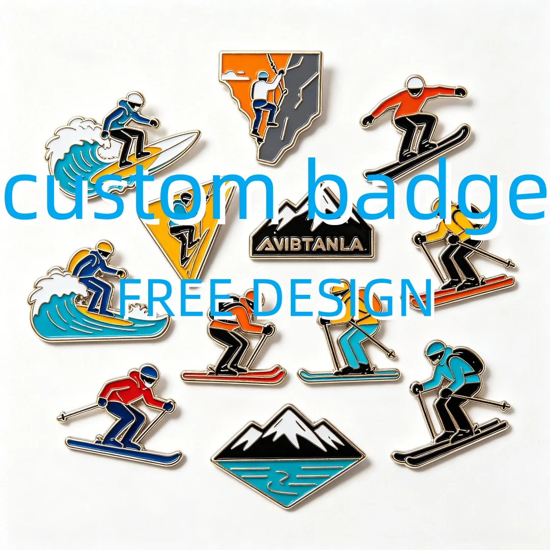 Custom Enamel Lapel Badge with Sports Theme Metal Pins Carved Logo Premium Quality Engraving
