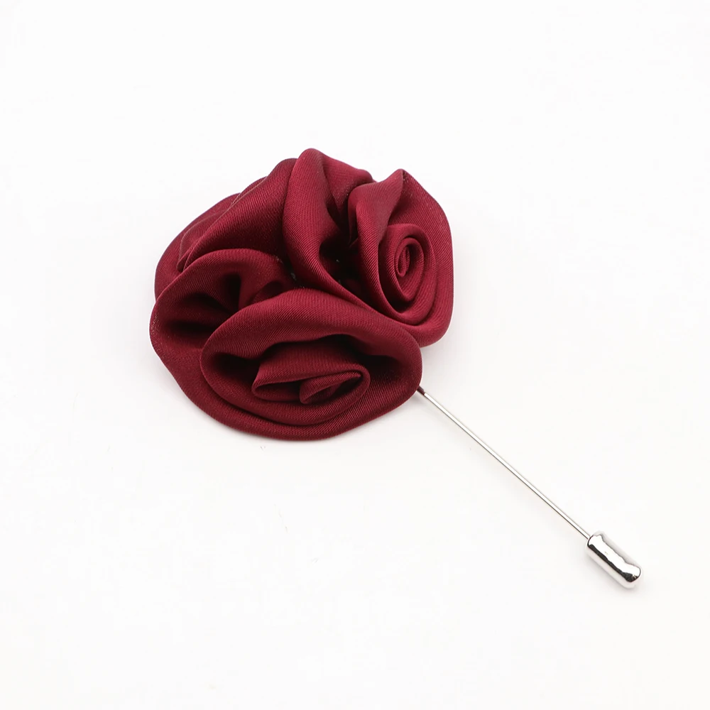 17 Color Men's Handmade Brooches Floral Lapel Pin for Men Suit Long Neddle Fabric Flower Brooch Pins for Wedding Accessory Gifts