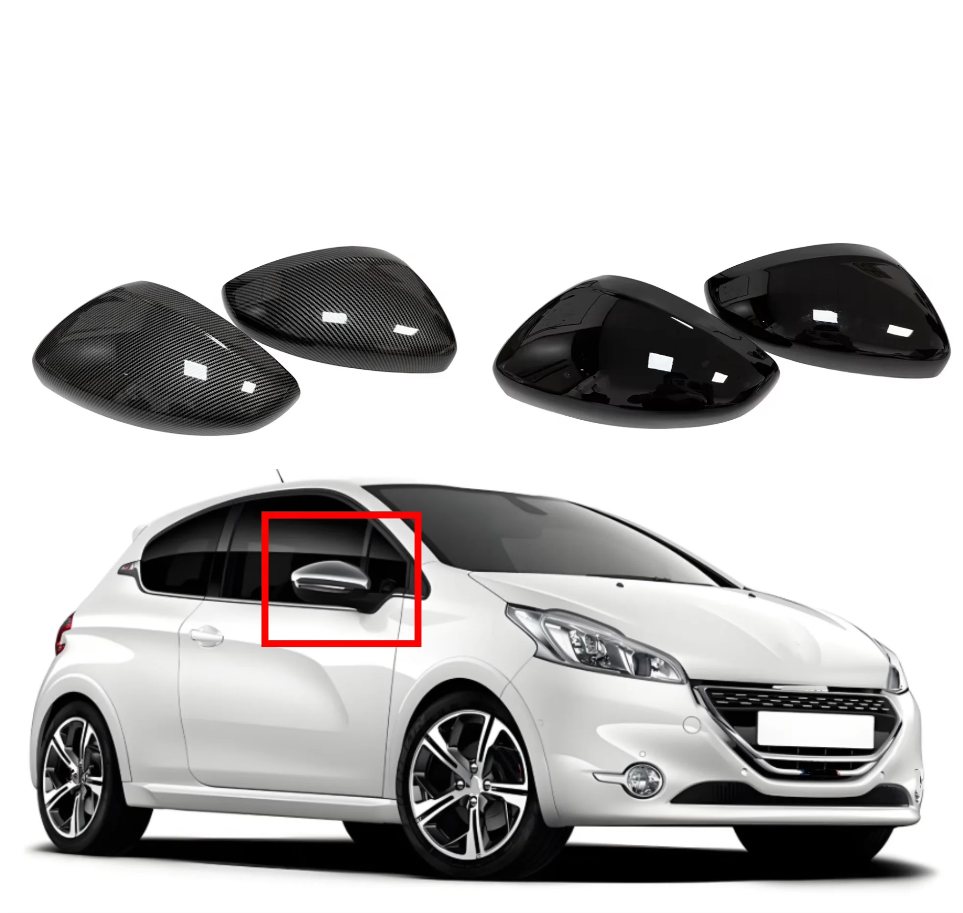 

Fit For Peugeot 208 2008 2012 2013 2014-2018 Car Rearview Side Mirror Cover Wing Cap Sticker Rear View Case Trim Carbon Fiber