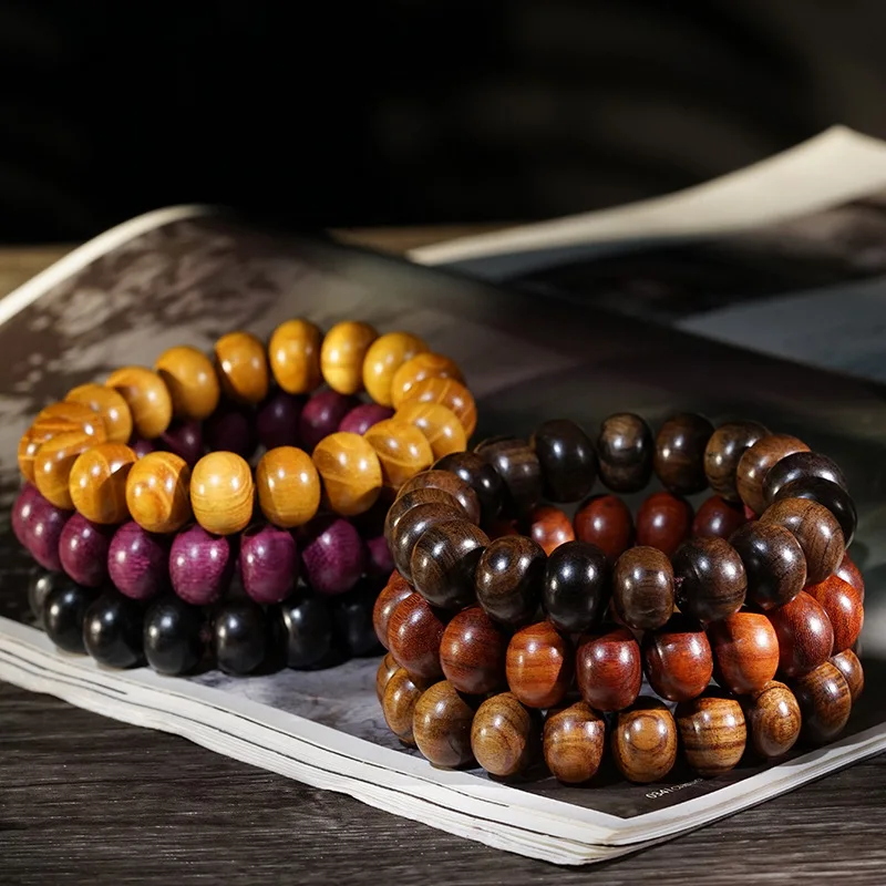Rosewood Abacus & Wenwan Buddha Prayer Beads Special Shaped Wooden Bracelet Finger Wrapping Jewelry