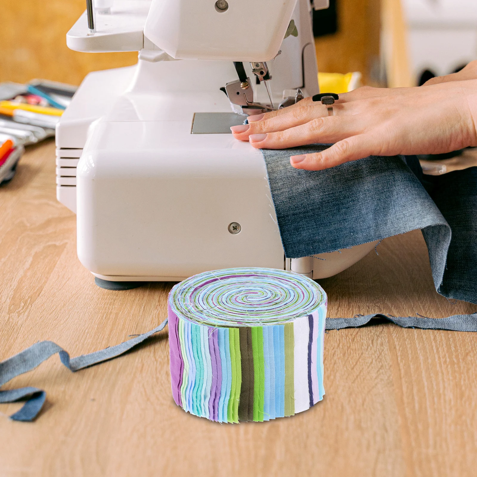 

Pure Fabric Strips 6.25x100cm Colorful DIY Quilting Cake Roll Patchwork Sewing Cotton Fabric Craft Bundle