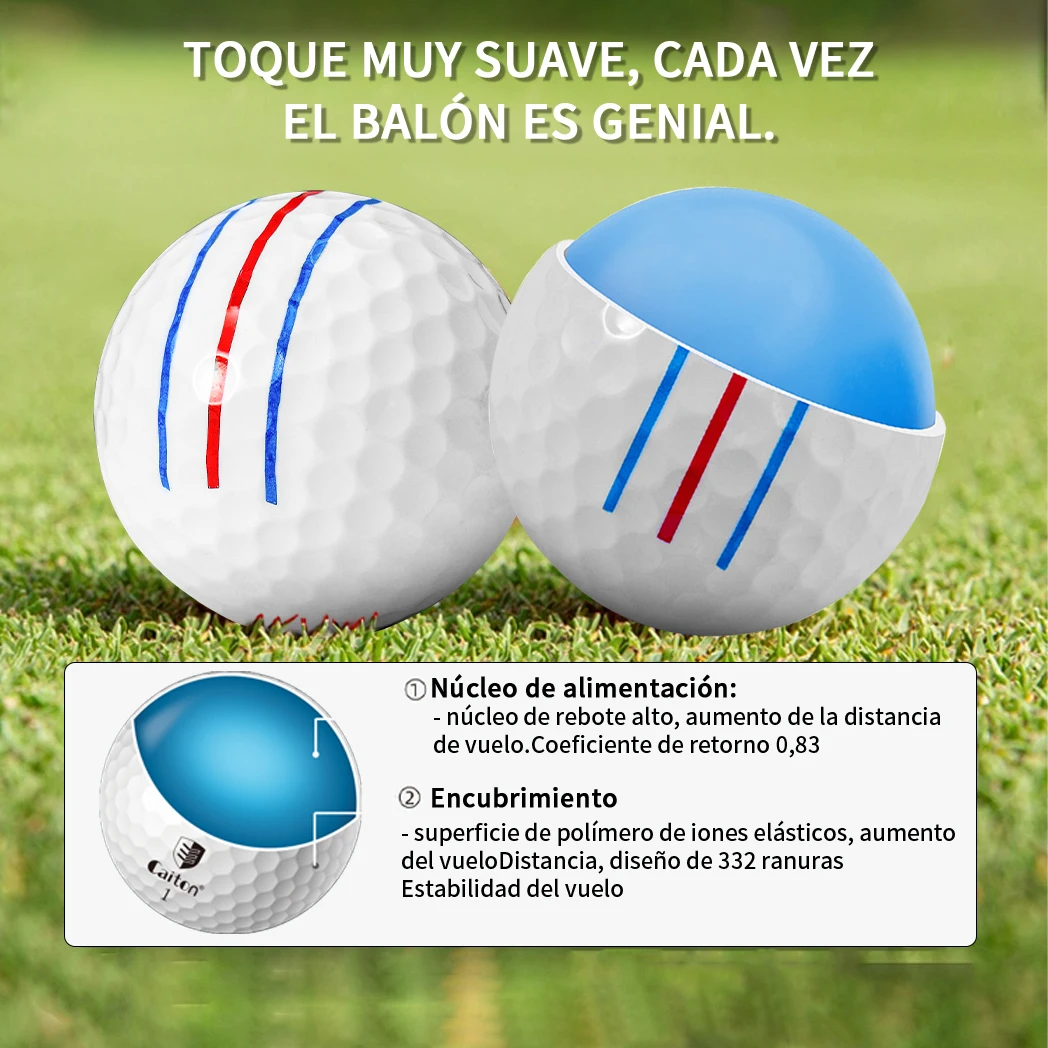 Caiton Double-Layer Super Long-Distance Golf Balls, Increase 40+ Yards Flying Distance - Longer and Straighter, Soft Feel