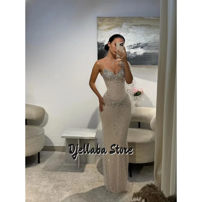 Preciosos Vestidos De Noche personalizados con un solo hombro y diamantes, Vestidos De Noche hasta el suelo, Vestidos De Noche formales plisados sexys