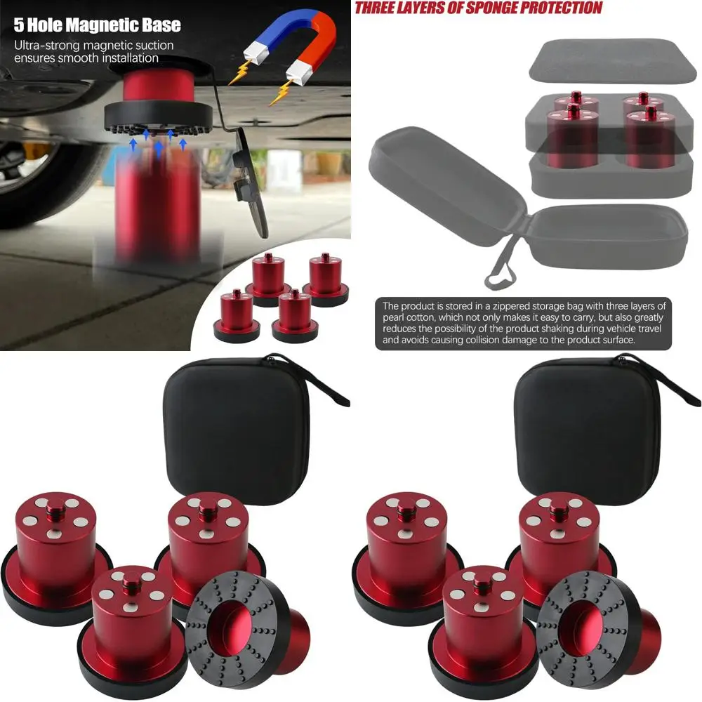 

Набор из 4 магнитных подъемных подушечек для Rivian R1s/R1T с футляром на молнии, 4-го поколения — красный