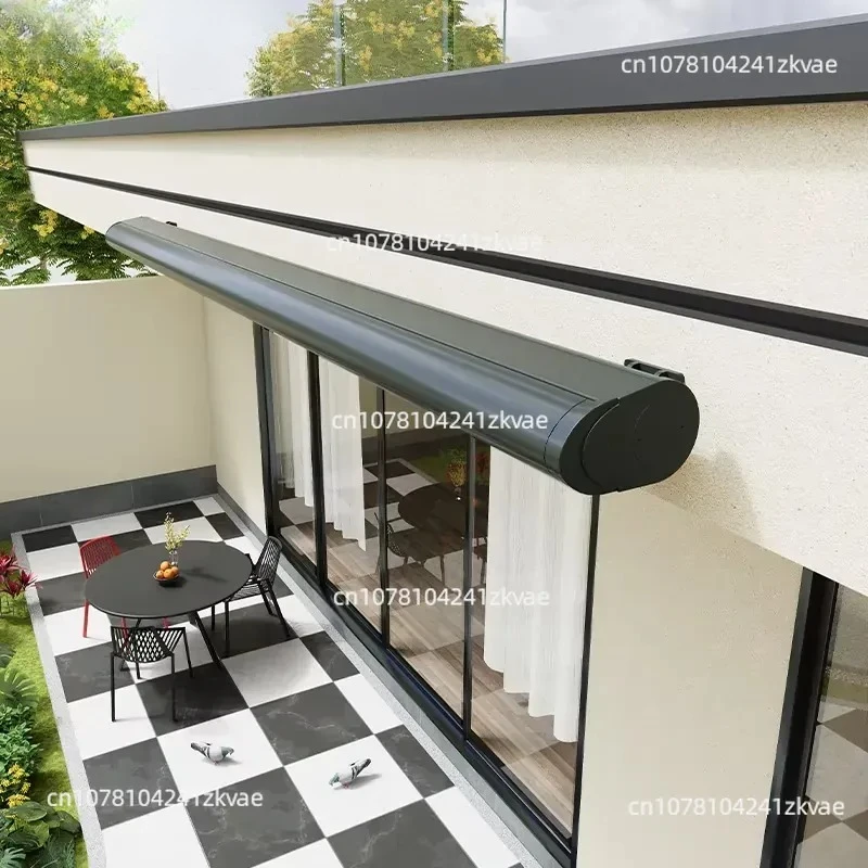 Full Roll-up Retractable Awning with Remote Control, Aluminum Frame, Acrylic Canvas, Foldable, Suitable for Sun
