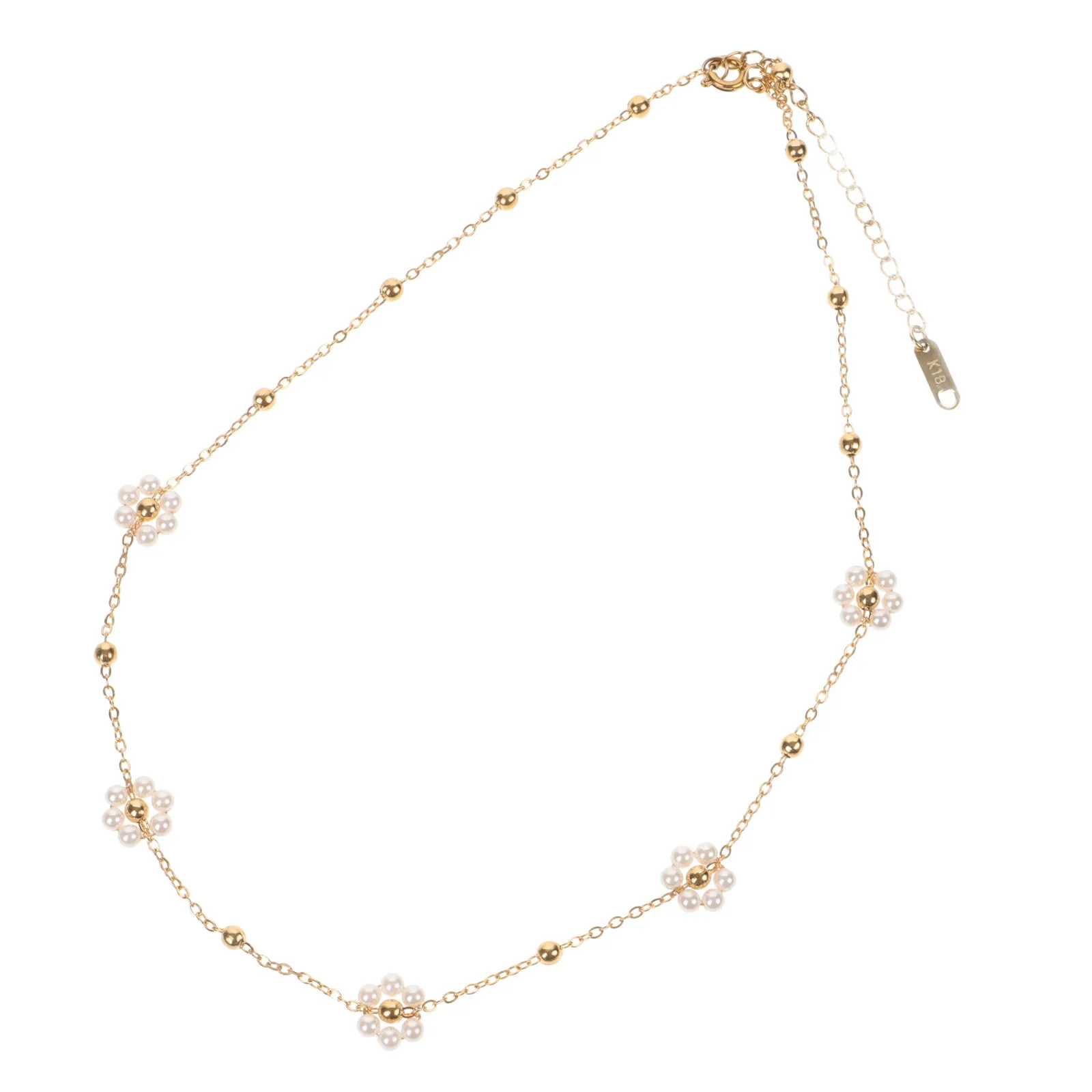 

Pearl Flower Necklace For Women Women Titanium Steel Clavicle Chain Artificial Pearl Flower Decor Necklace Jewelry Gift