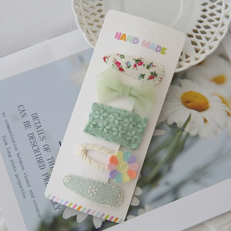 Lovely Flower Hair Clips, Cute Handmade Children's Head wear, Snap Clips for Baby Hair Accessories for Girls, 5 per Set view 6