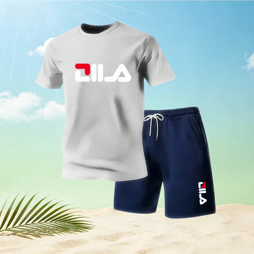 

Summer Men's 2 Piece Set O-Neck Short Sleeve TShirt+Sport Shorts Quick Dry Running Gym Suit Home Outdoor Street Fashion Hot Sale