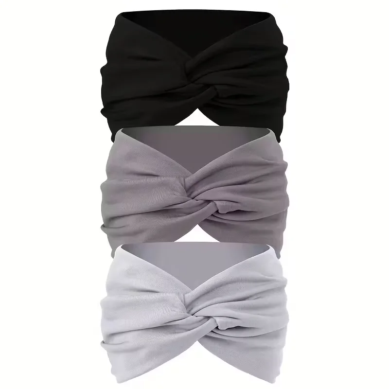 3 Stück breite Haarbänder für Damen, aus elastischem, einfarbigem Material, rutschfestes Haaraccessoire für Sport und Bewegung, vielseitiges Accessoire. – Detail 11