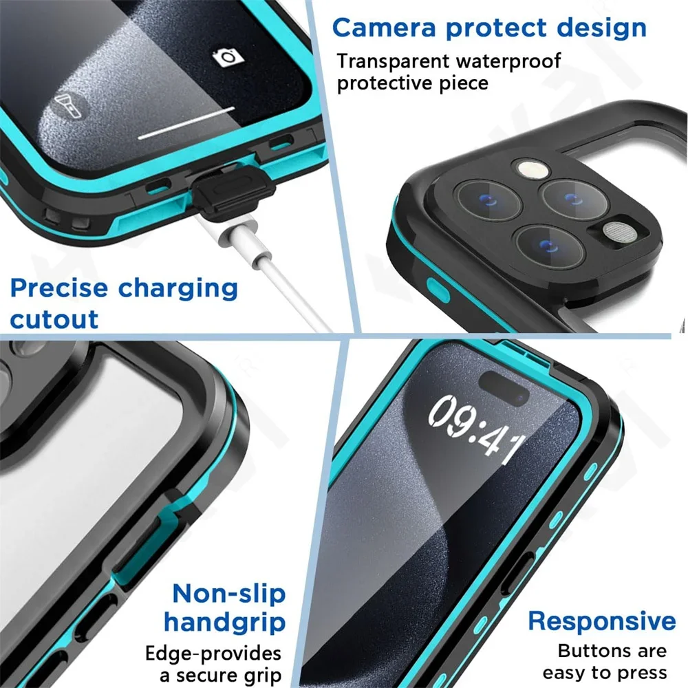 IP68 Waterproof Magnetic Case For iPhone 15 14 Pro Max Pro iPhone 13 Pro Max Protector Full Body Protective Dustproof Phone Case