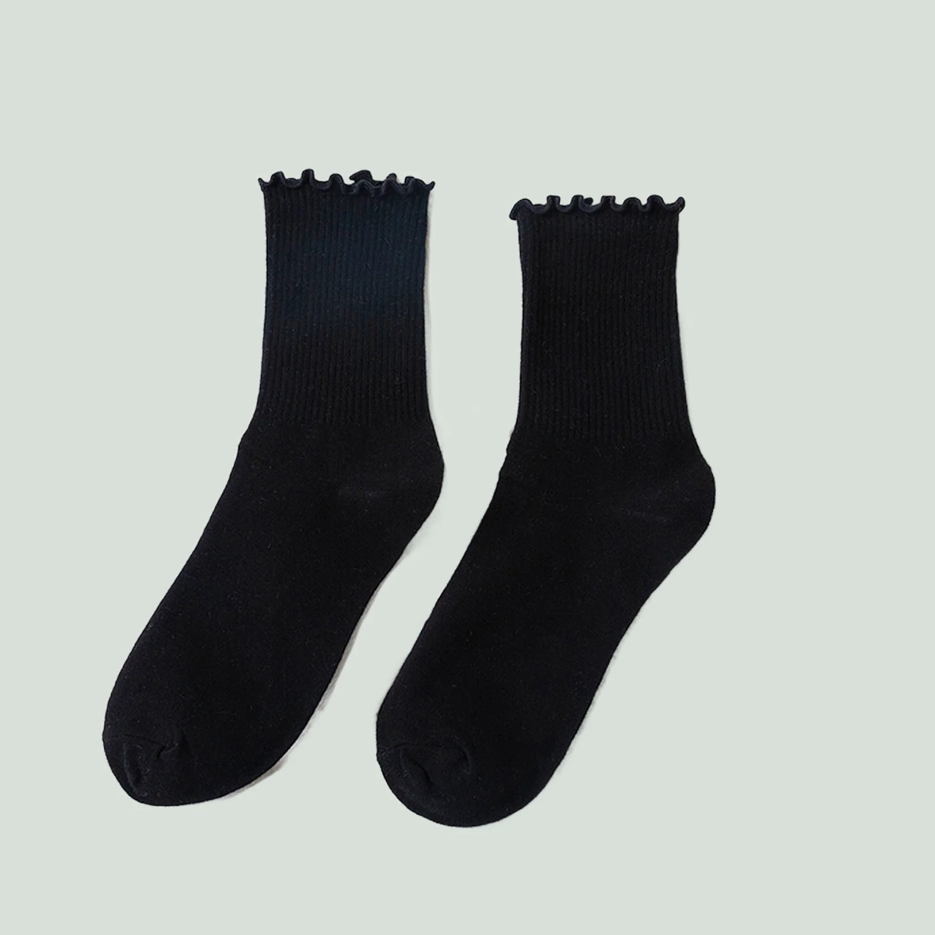 Chaussettes mi-tube respirantes pour femmes, chaussettes en coton, broderie tulipe en dentelle, document solide, haute qualité, mode, 7/14 paires