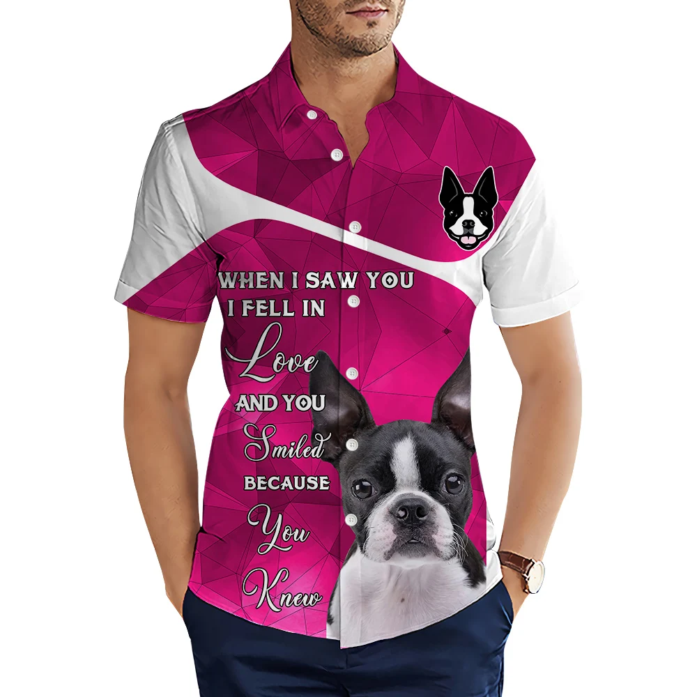 

HX Fashion Men's Shirts Animal English Bulldog 3D Printed Casual Shirt Summer Short Sleeve Beach Shirts for Men Clothing