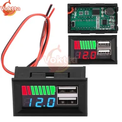 LED Display Voltmeter Panel Battery Capacity Indicator Power Voltage Meter Dual USB Voltage Tester Battery Charge Level Tester