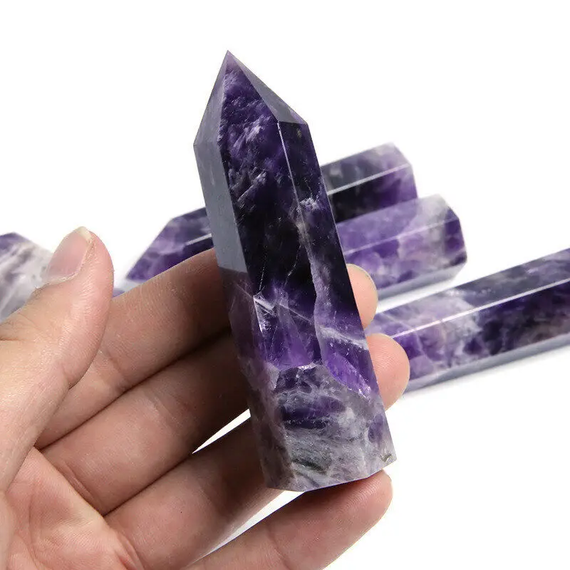 Natural Dream Amethyst Wand Quartz Crystal Point Obelisk Stone Healing