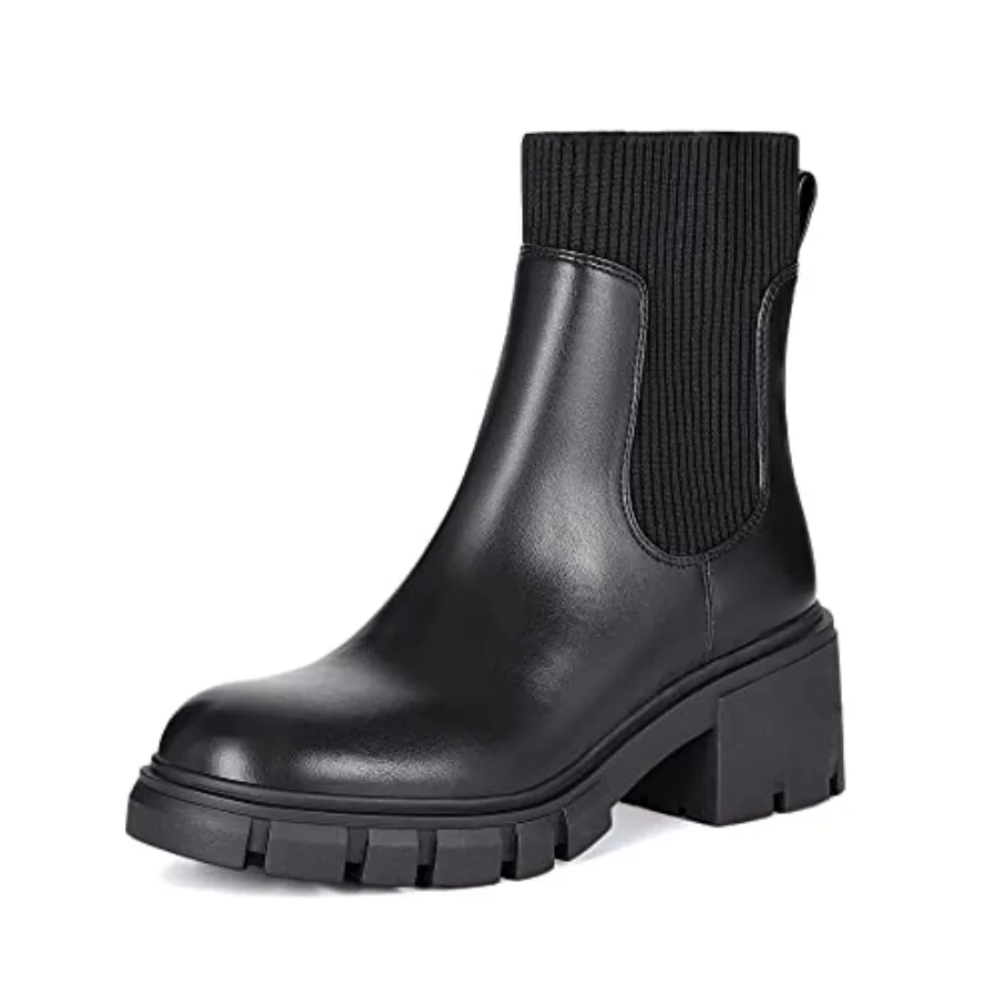 

Women's Chelsea Boots Fashion Slip on Platform Ankle Boots Lug Sole Chunky Booties