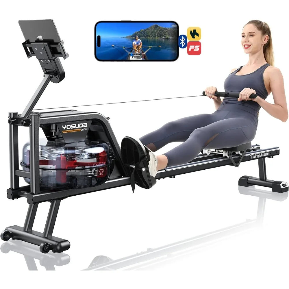 

Magnetic/Water Rowing Machine 350 LB Weight Capacity - Foldable Rower for Home Use with Bluetooth, App Supported,