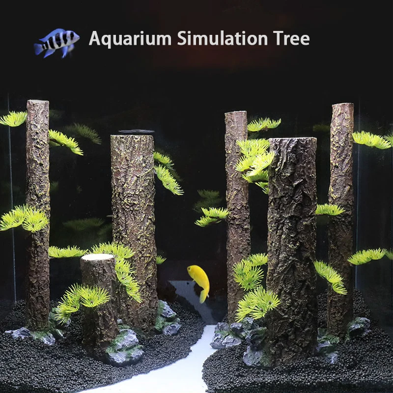 Aquarium Simulation Tree Trunk Driftwood Fish Tank Resin Sinking Wood Aquatic Plant Water Grass Tank Rainforest Landscaping Tree