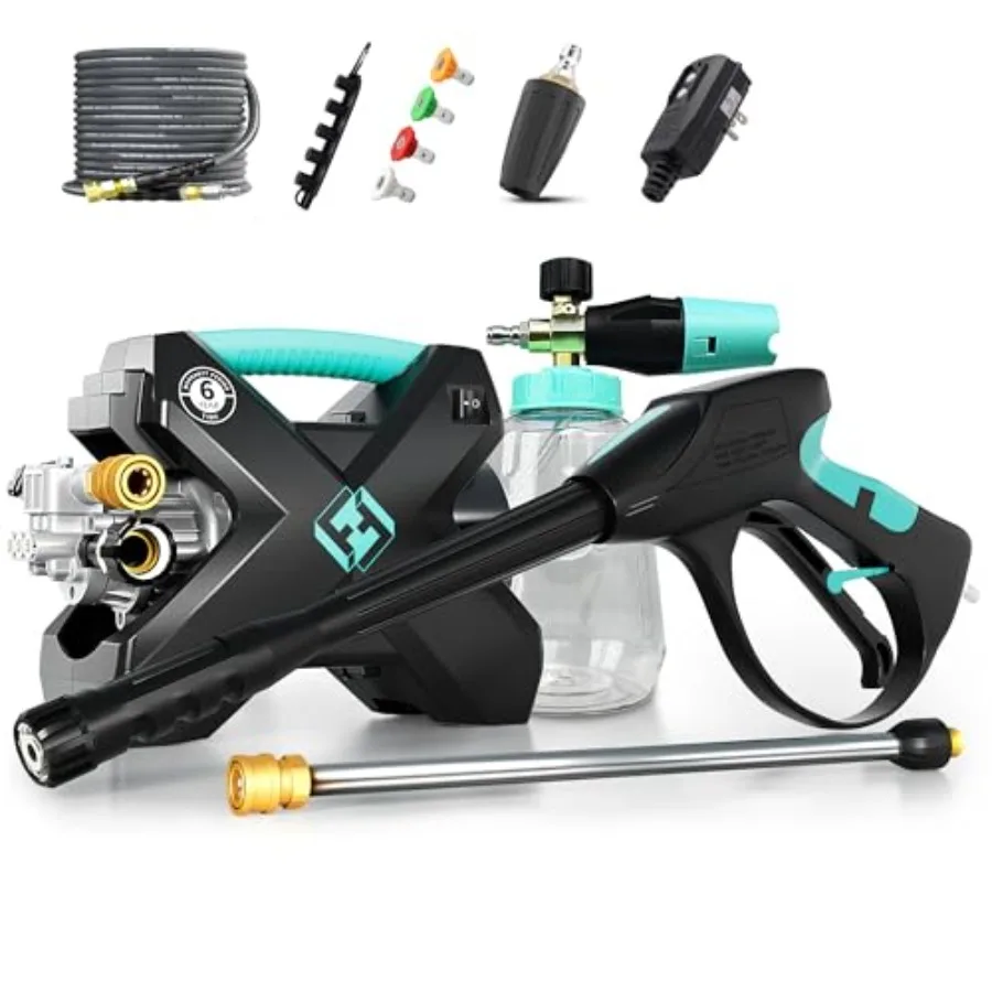 

Мойка высокого давления 2025 Pro Brushless Pressure Washer 4.0 с 5 насадками и регулируемой пеногенераторной насадкой 1000 мл, компактная, настенная