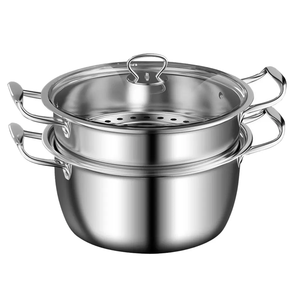 

Multi-Functional Stainless Steel Steamer Double Handle Soup Pot For Cooking Dumpling Shrimp Steam Pot Family Use Easy