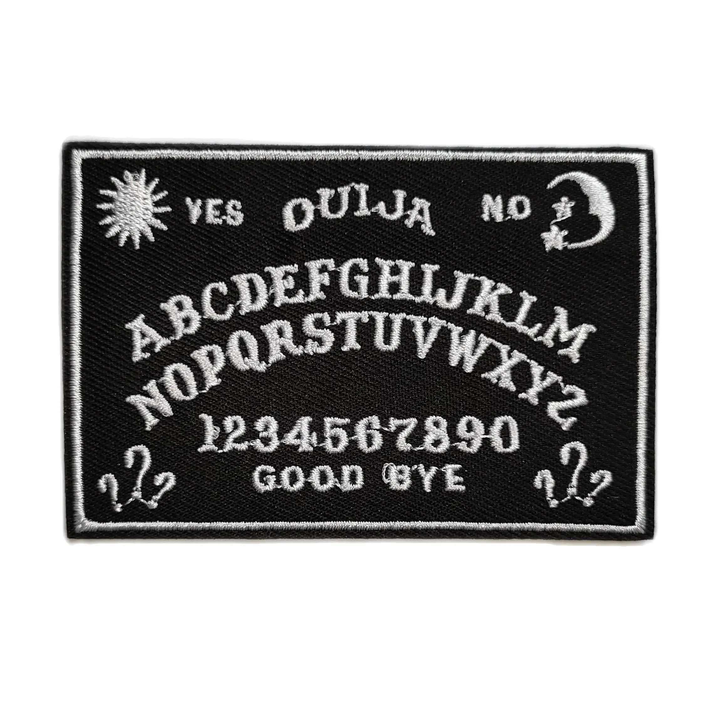 1X Ouija Board Easy Iron On Patch Sew black white Goth Pagan Mystic Wicca Spooky Witchy Occult Withcraft Applique