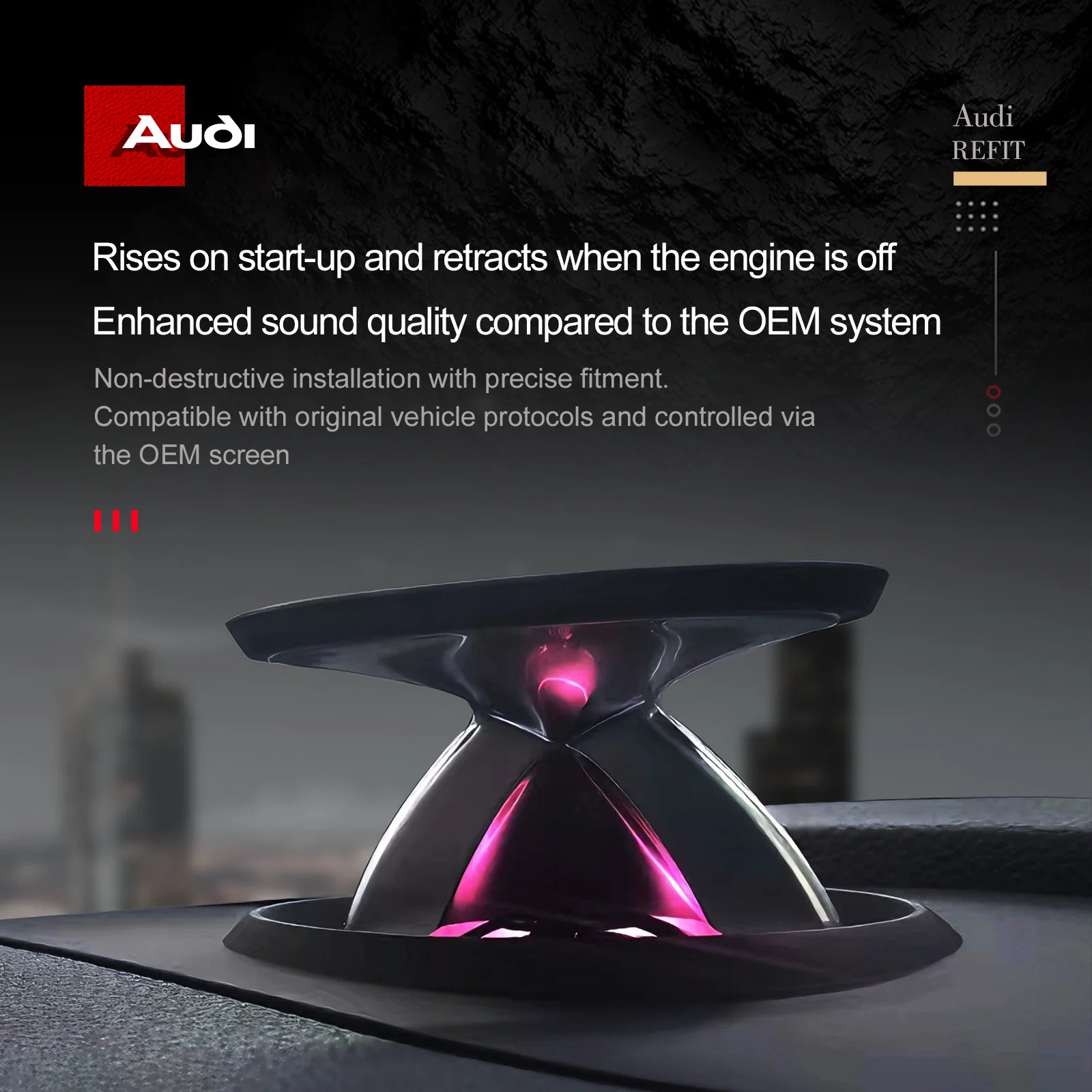 Lifting Tweeter Speaker With 32-Color LED for Audi B9 C8 A4/A5/A6/A7 Q5/Q7/Q8,LHD Electric Treble Horn Car Instrument Decoration