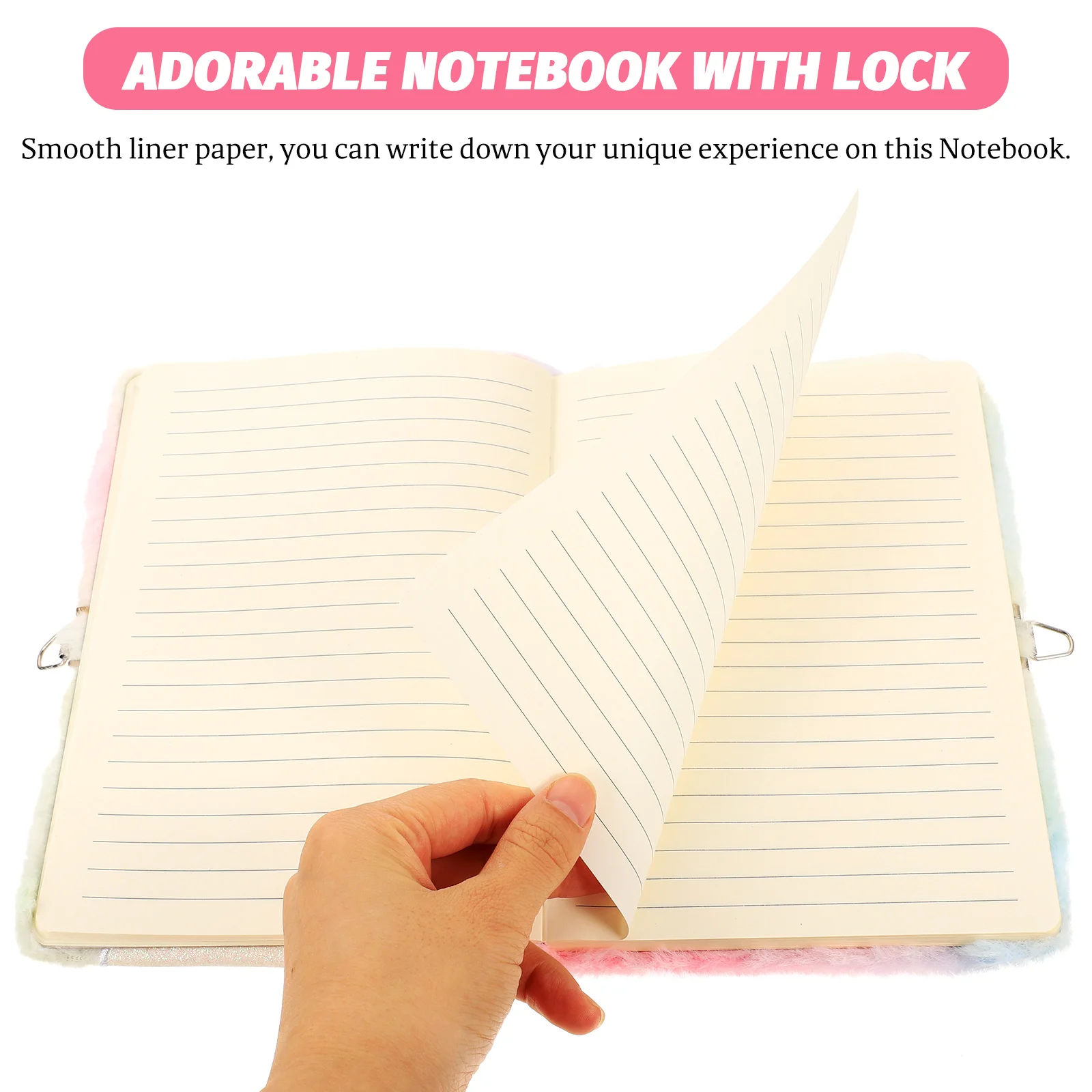 Notebook with Lock Cartoon Notepad Girl Plush Diary Notebooks Secret Fluffy Favor for Writing Adorable The