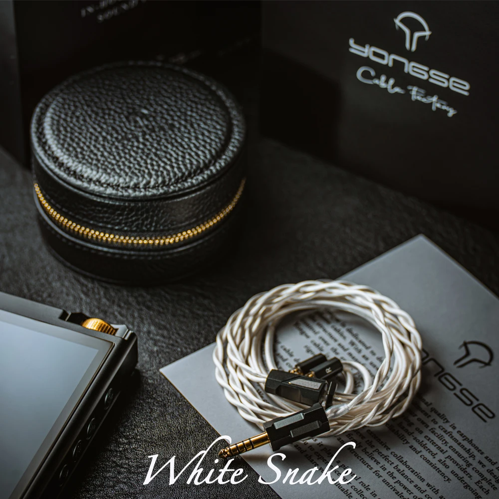 Angelears X Yongse WhiteSnake Edition Sterling Silver+Silver Plated Single Crystal Copper Coaxial Structure Earphone Cable