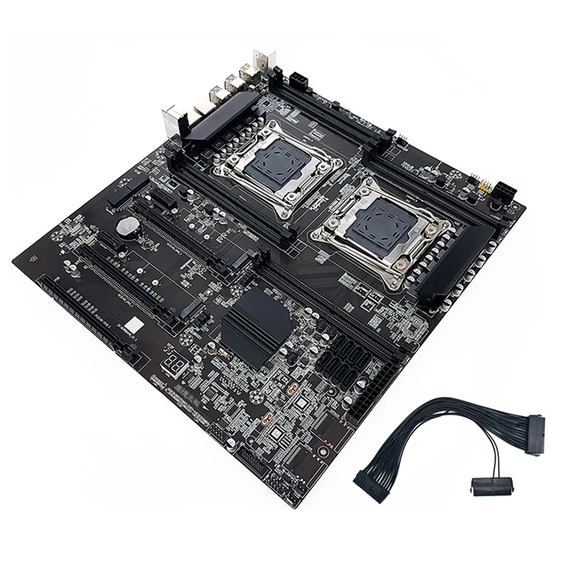 

X99 Dual-Socket Mining Motherboard With 24Pin Dual Power Start Cable LGA2011-3 Dual CPU DDR4 Memory Slots 8X SATA2.0