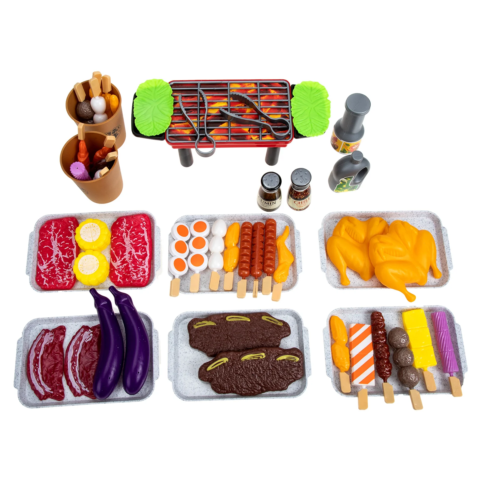 Barbecue Speelset Pretend Toy Gesimuleerde Kinderen Keuken Speelbal Grill Spies Kids BBQ Voedsel Imitatie Model Hamburger