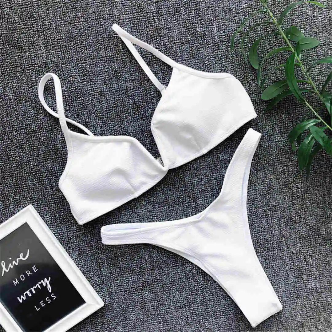5 Farben, sexy, gerippter Tanga-Bikini, V-Form, Damen-Badebekleidung, zweiteiliges Bikini-Set, hoch geschnittener Badeanzug, V1335 – Detail 33