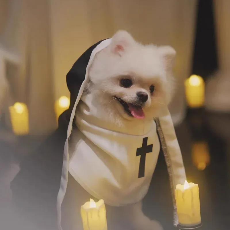 Cute and Popular Cat Nun Clothing Pet Dog Funny Pictures Clothes Cross Dressing Creative Small and Medium-Sized Pet Nun Clothing