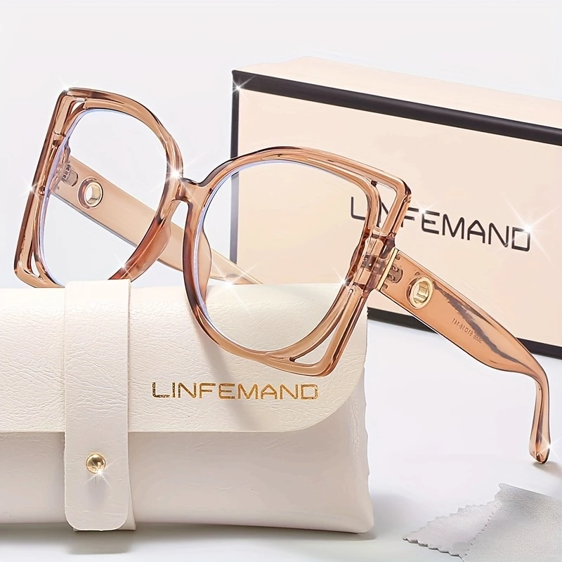 نظارات LINFEMAND العصرية ذات العدسات الشفافة المربعة الكبيرة للنساء، نظارات قراءة للمكتب، هدايا العيد #1