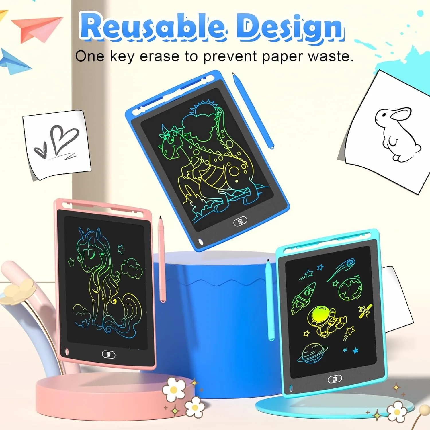 Pack LCD Writing Tablet for Kids, 8.5 Inch Colorful Doodle Board Drawing Tablet, Educational Learning Toys Birthday Gifts for Boys Girls Age view 6