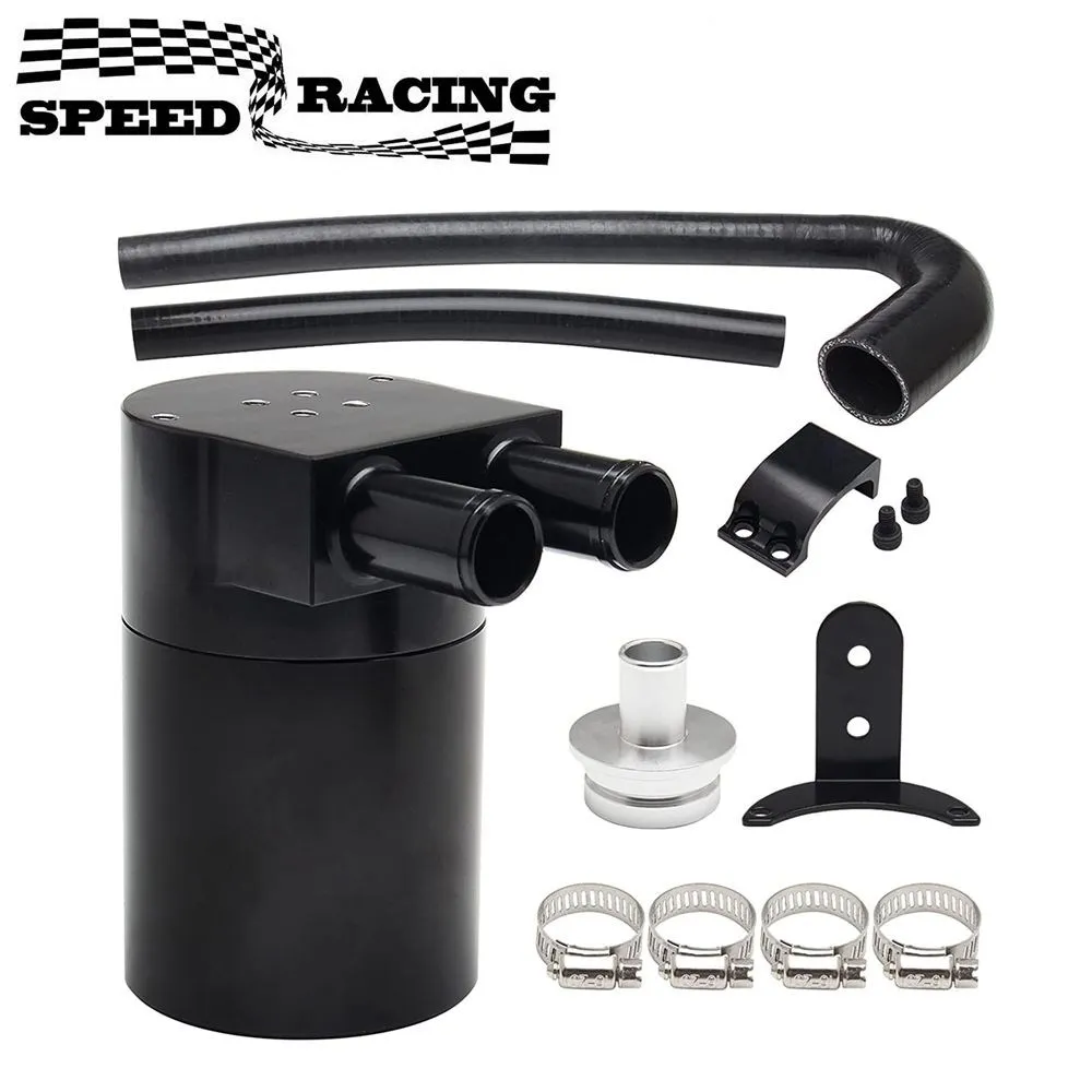 Aluminum Reservior Oil Catch Can Tank with Silicone Radiator Hose for BMW N20/N26 Black OCC-1032-BK